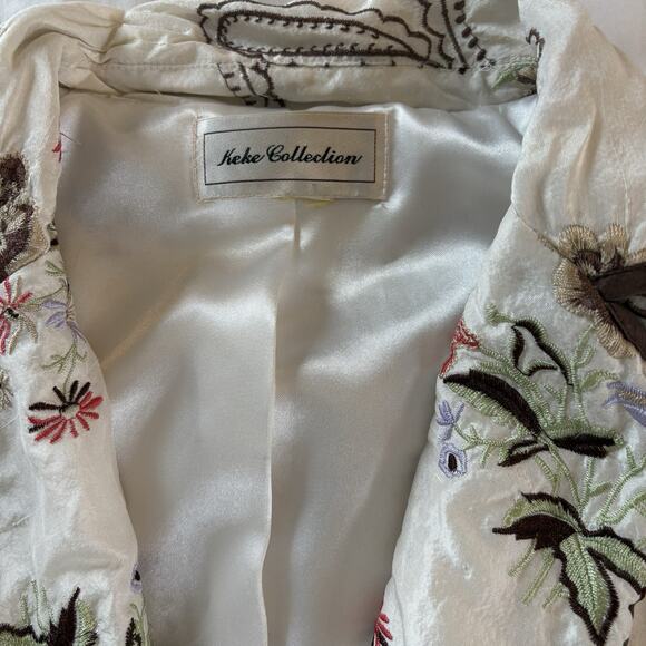 Keke Collection Women’s Jacket Coat Sz Large Floral Paisley Embroidery Accents - Picture 9 of 16